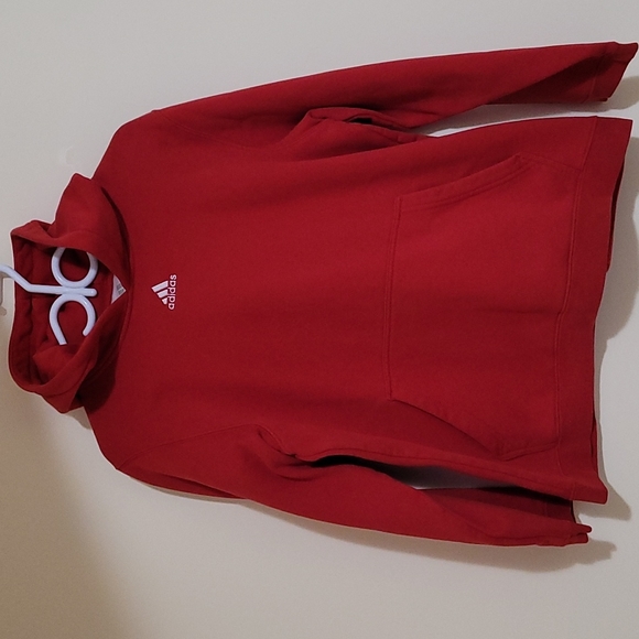 Hoodie red, boys, adidas. Size Large - Picture 3 of 4
